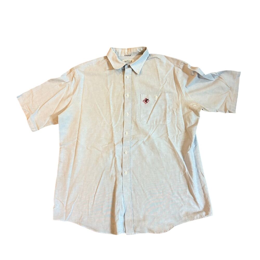 Saddlebrook Mens XL‎ Light Blue Cotton Blend Buttondown Shirt Duck Embroider EUC